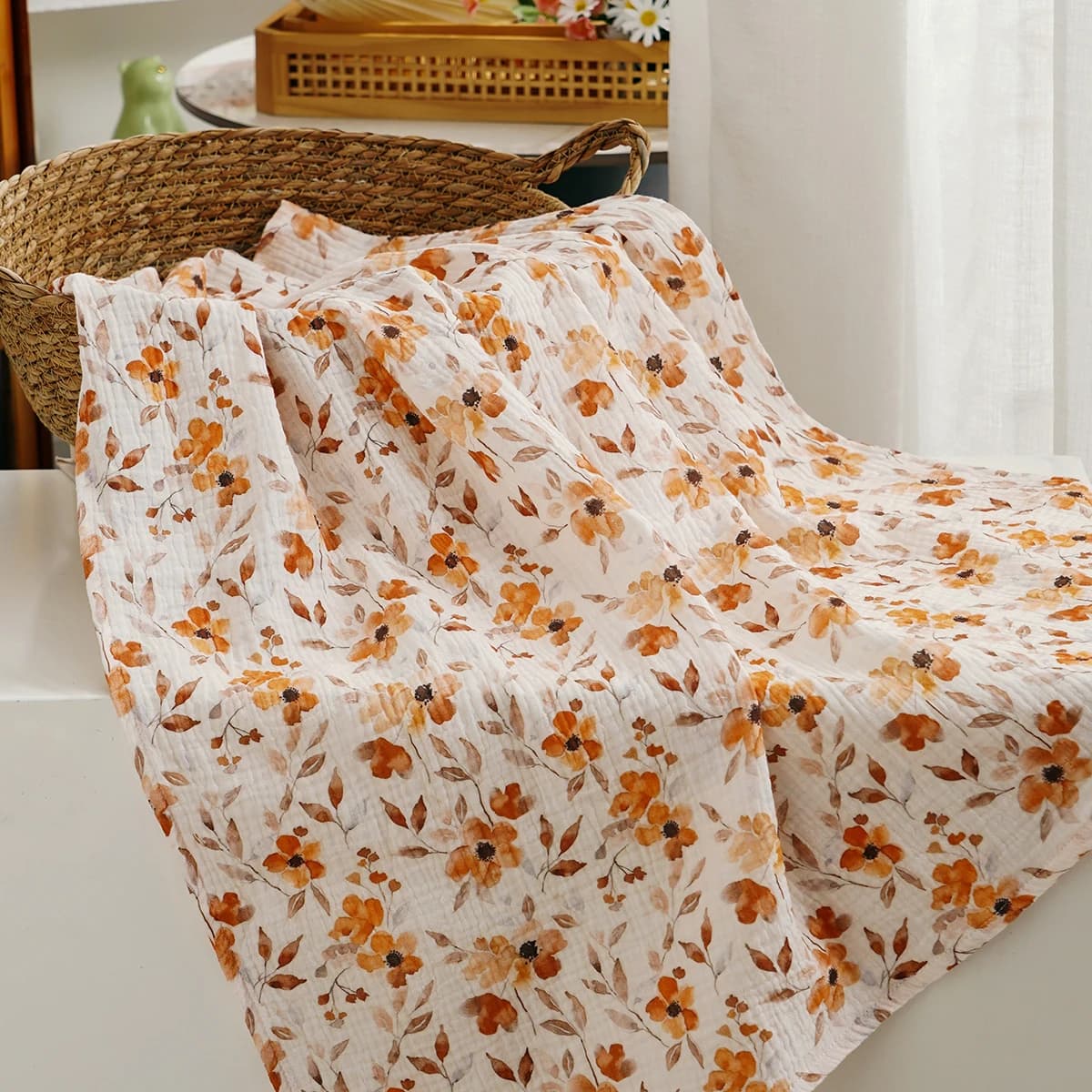Elinfant 1 PC Newborn Swaddle Wrap Soft Breahable Cozy Bath Towel Swaddle Blankets 100%Cotton Muslin Swaddle Blanket Crepe Cloth