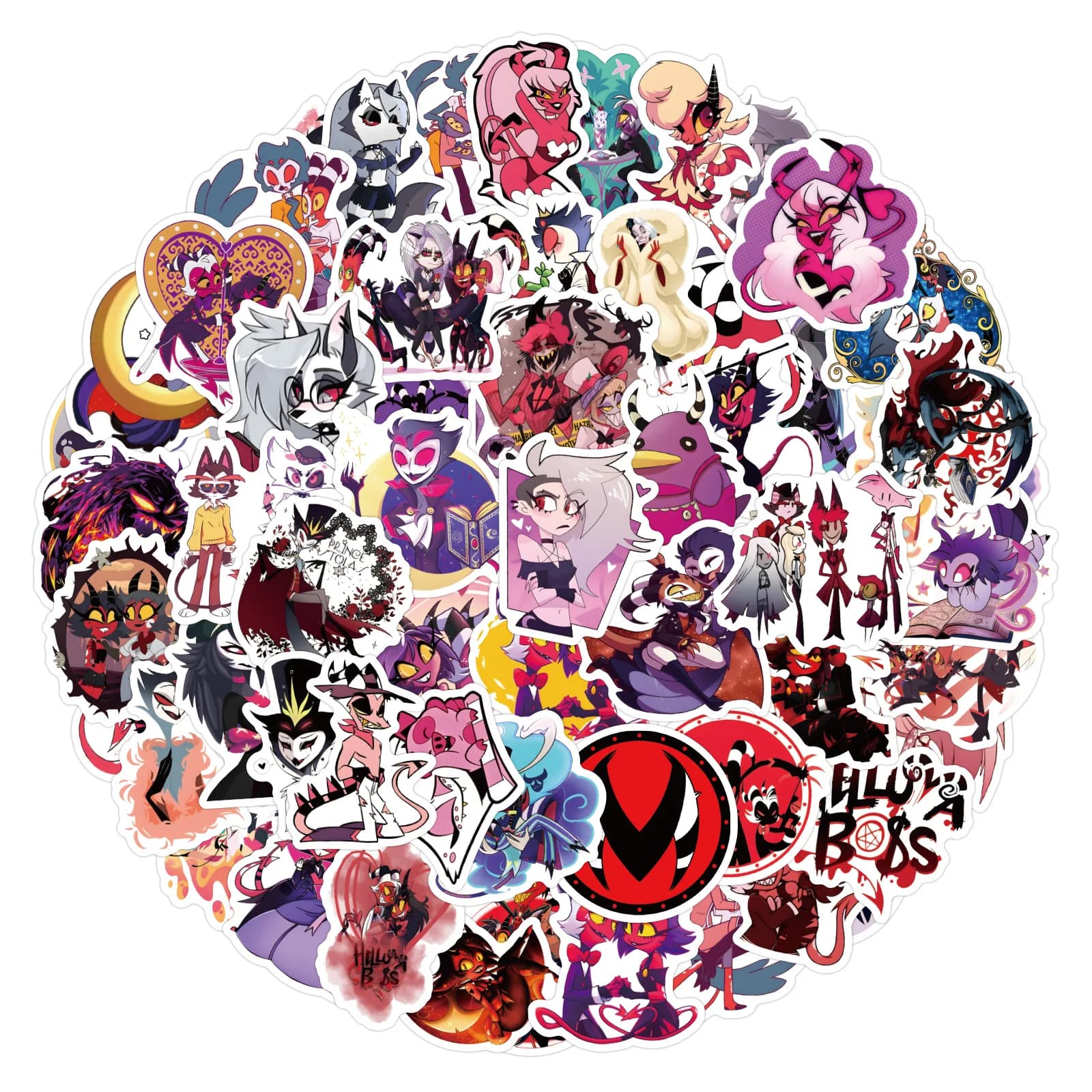 120Pcs Helluva Boss Anime Graffiti Stickers Motorcycle Travel Luggage Guitar Laptop Phone DIY Sticker Kids Gift