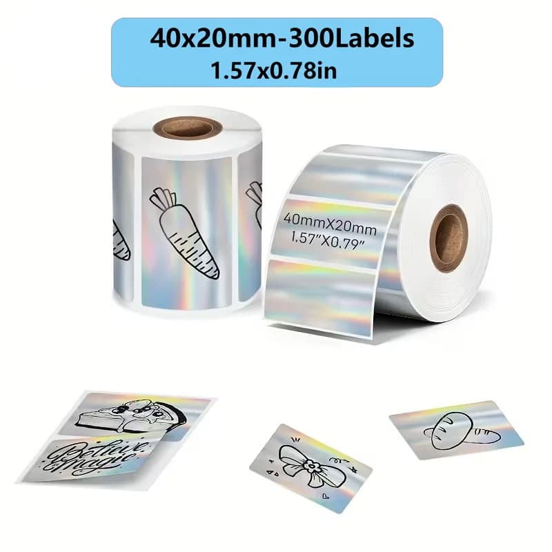 【Not compatible NIIMBOT】1Roll 40x20MM Compatible Phomemo M110 M220 M200 Self-Adhesive Laser Thermal Paper, E210 P50 Detong P1