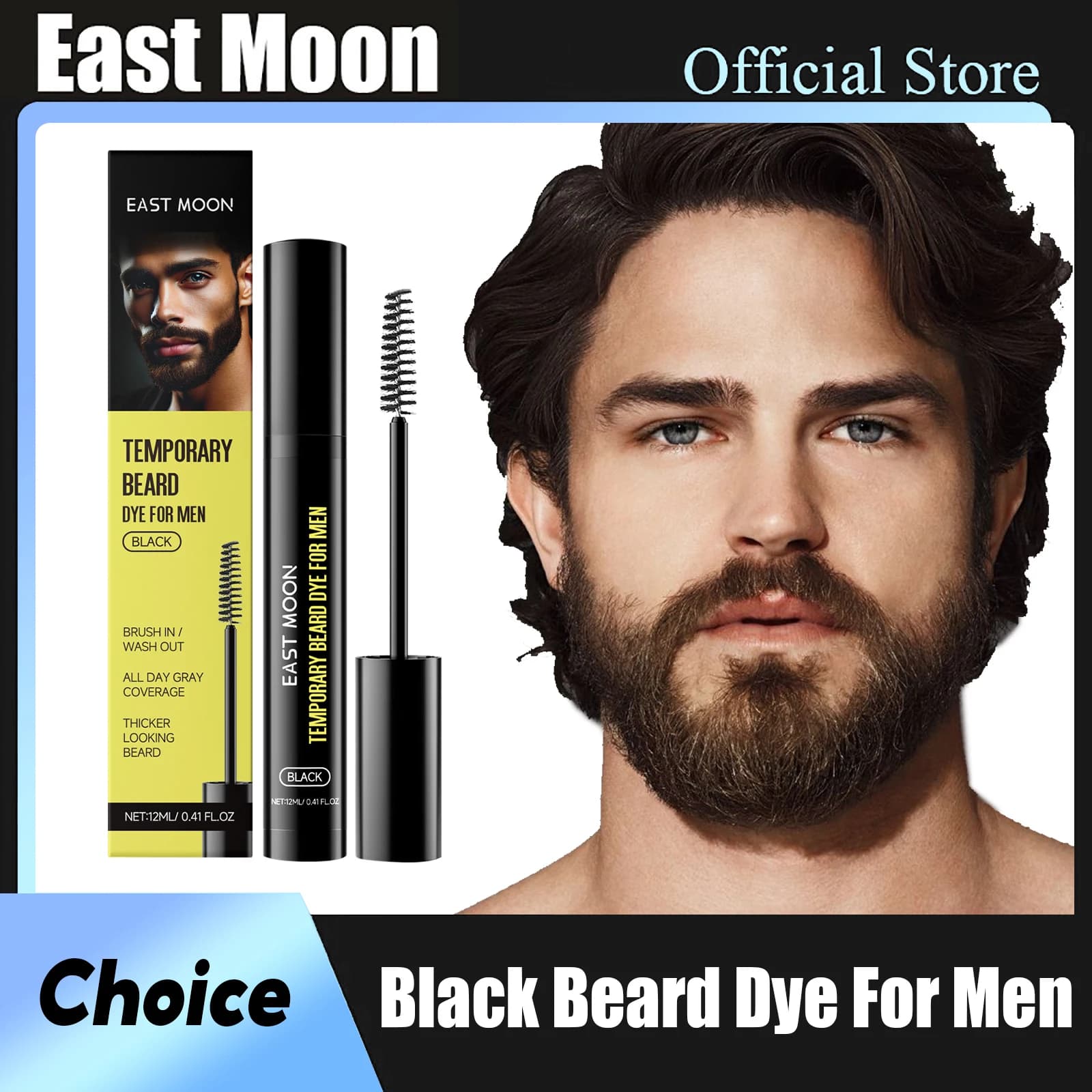 East Moon Natural Black Beard Dye for Men Male Moustache Filler Waterproof Shaping Portable Pernmanent Coloring Beard Dyeing Pen