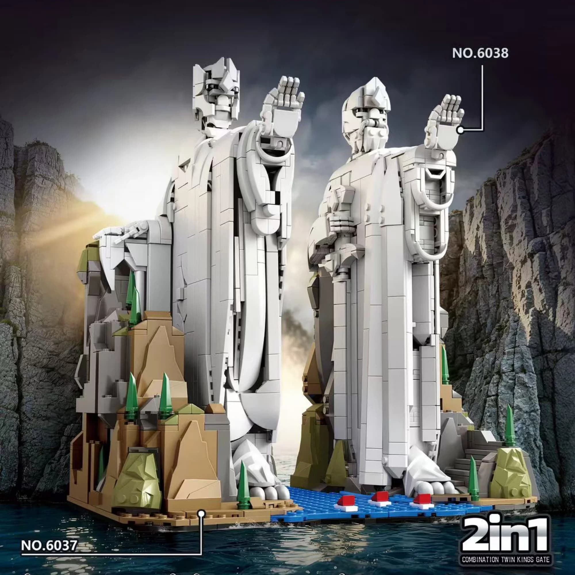 2 in1 King Bookends  Building Blocks Desktop Decoration Lord Rings King Right and Left Book Holder Bricks Toys for Adult Gifts