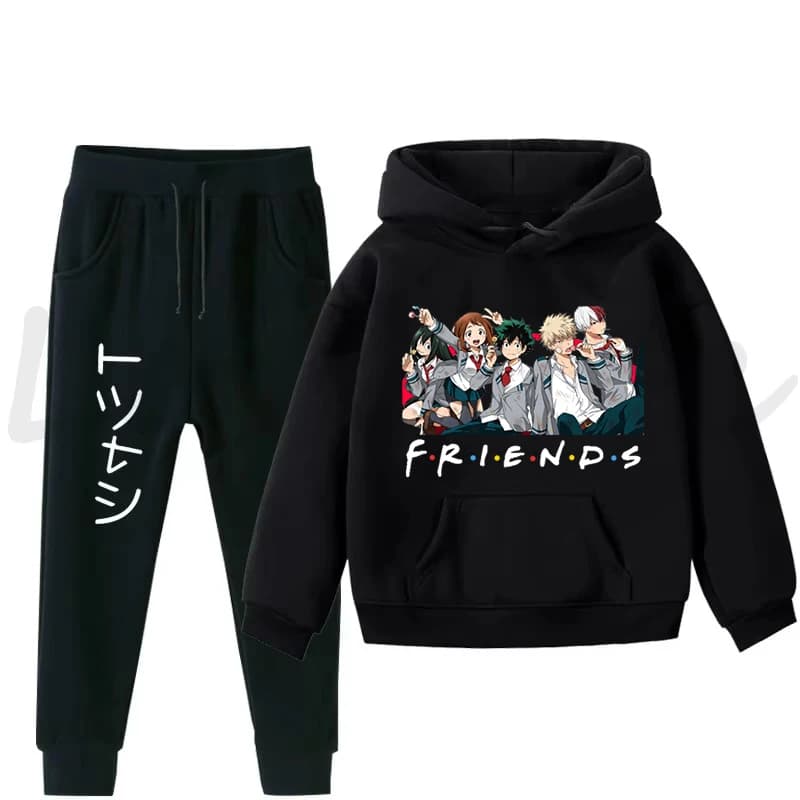 Anime My Hero Academia Friends Printed Hoodie +Pants Tracksuits Boy Girl Autumn Casual Long Sleeve Pullover Children Clothes Set