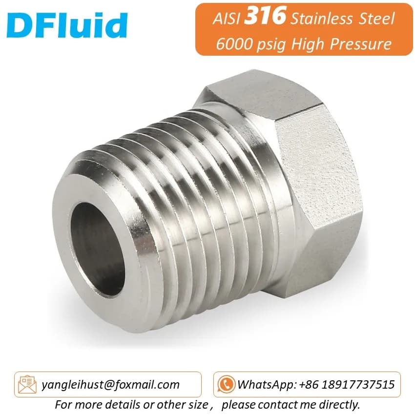 SUS 316 Reducing Bushing NPT BSP BSPT 1/8" 1/4" 3/8" 1/2" 3/4" Male to Female Thread Adapter 6000psig Connector Stainless Steel
