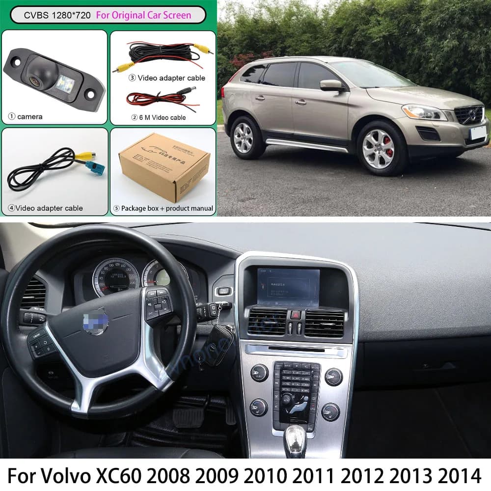 RCA & Original Factory Monitor Vehicle Rear View Camera For Volvo XC60 XC 60 2008 2009 2010 2011 2012 2013 2014 OEM Screen CVBS