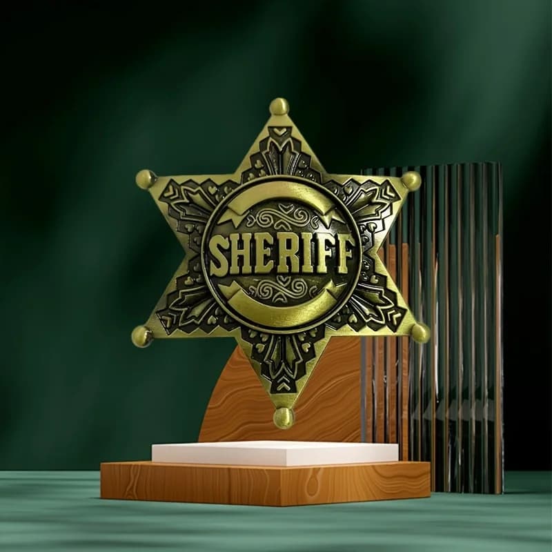 Vintage Western 1pc Metal Sheriff Badge|Premium Metallic Finish | Ideal for Themed Parties,Festivals & Cowboy Outfit Accessories