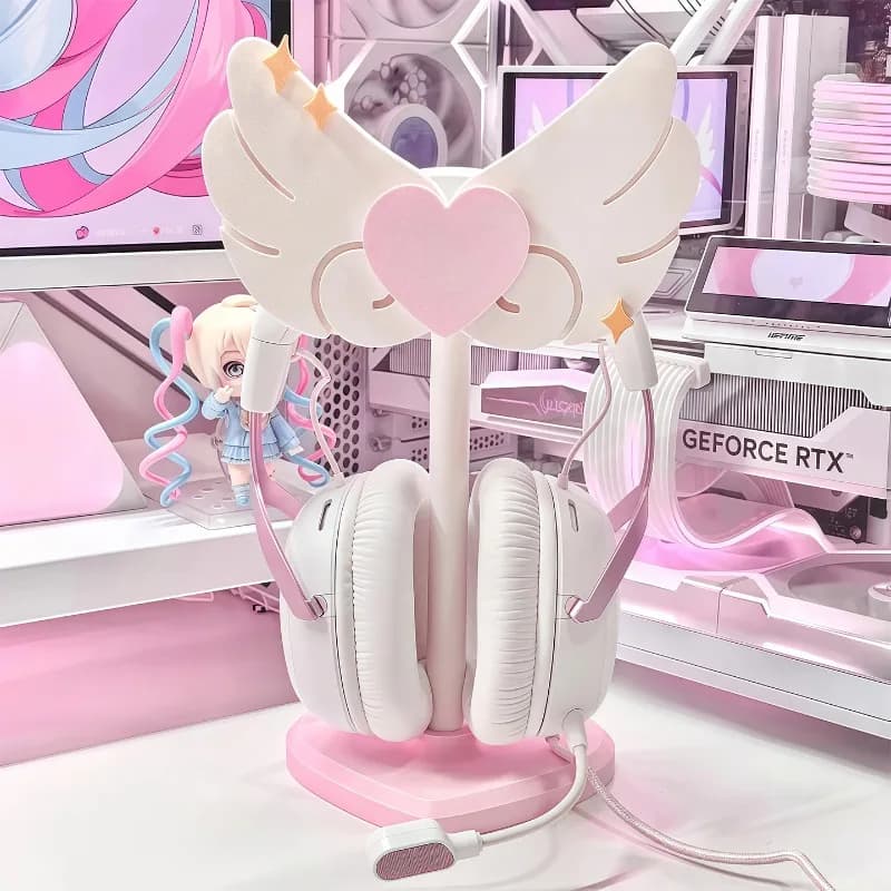 Headphone Stand Customized Cute Pink Magic Wand Head-mounted Headphone Display Stand Desktop Storage Rack Headphone Accessories