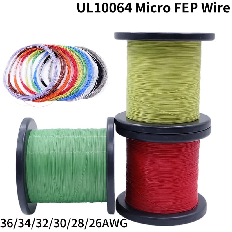 20M/100M UL10064 FEP Wire 40/36/34/32/30/28/26AWG PTFE Plastic Ultra Fine Micro Litz Wires Solder High Conductivity Copper Cable