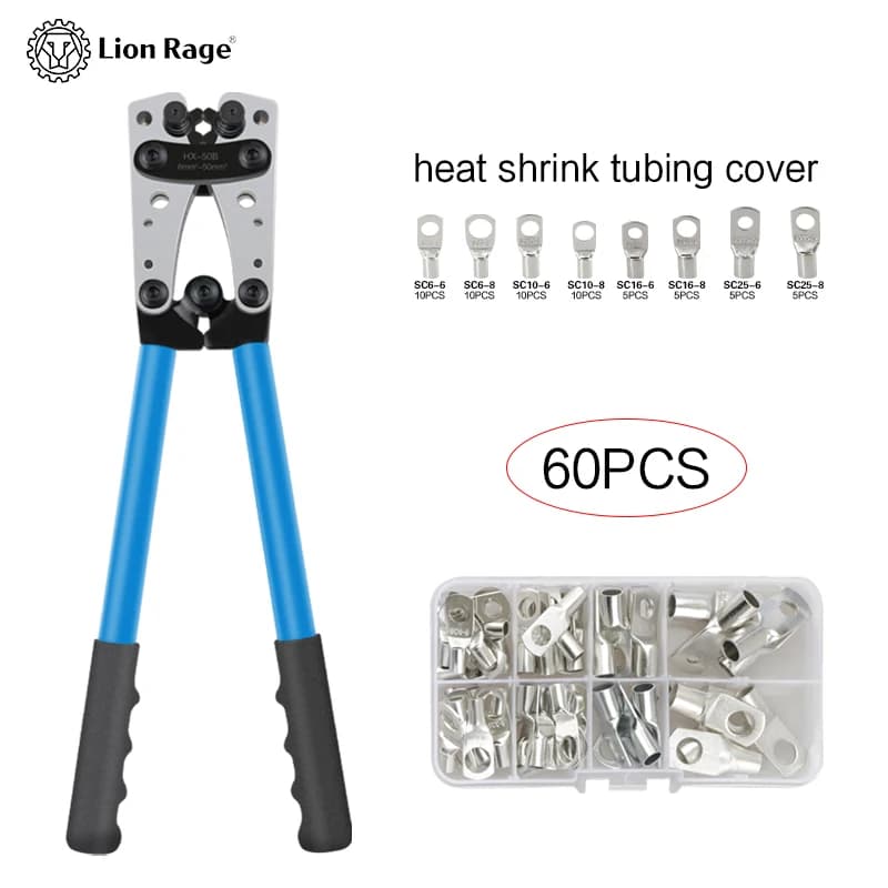 Portable Cable Manual Crimping Tool HX-50B Crimping Pliers 6-50mm² / AWG 10-0 Ferrule Terminal Crimper Hexagonal Wiring Pliers
