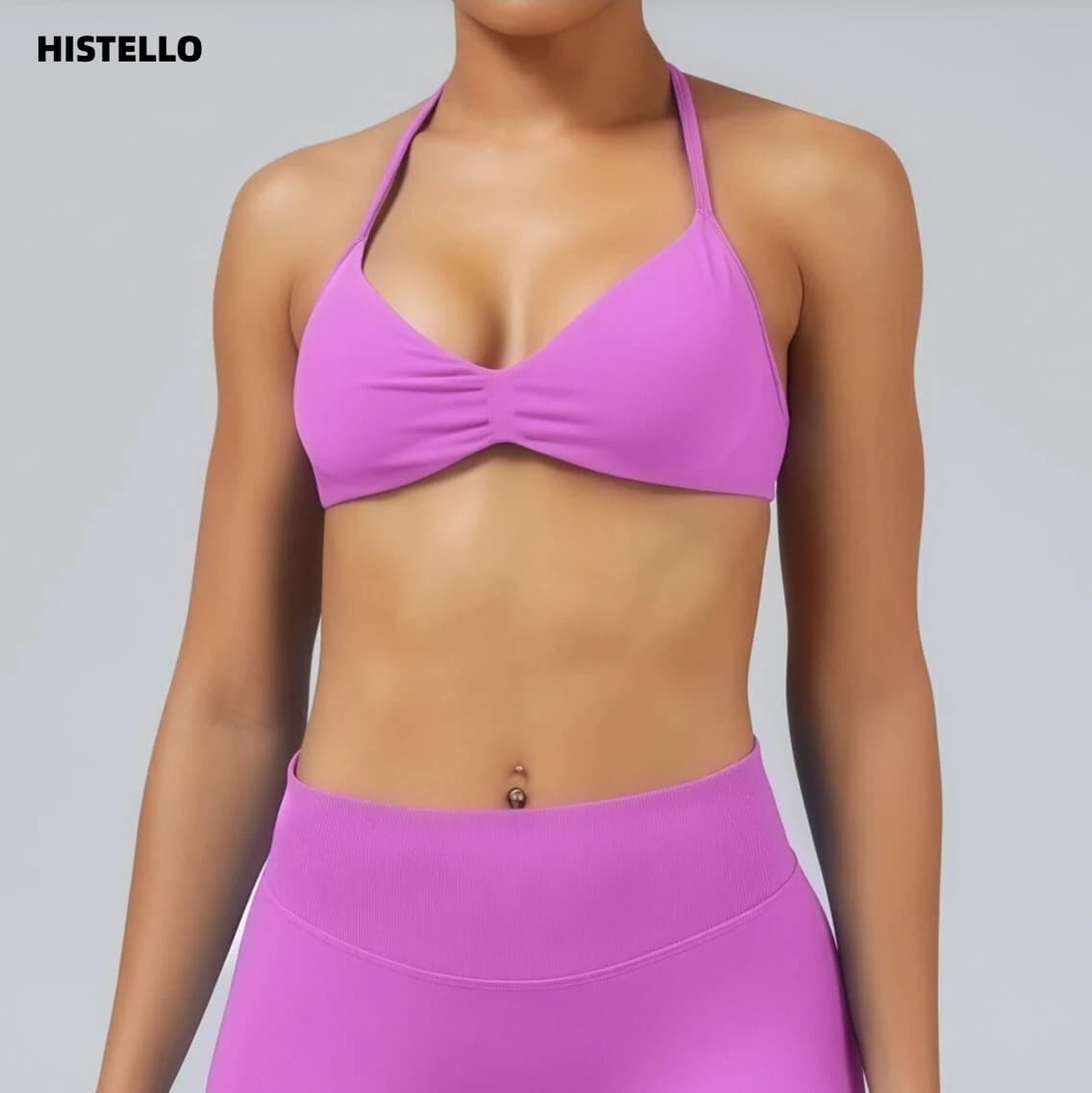 HISTELLO Workout Bra Woman Seamless Gym Top High Support Sports Strappy Bras Open Back Fitness Clothing Sexy Yoga Underwear