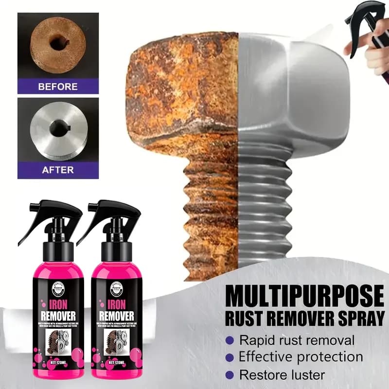All-Purpose Rust Remover Spray 1PC- 120ML, Fast-Acting Iron Oxidation Eliminator, Restores Shine, Safe on Various Surfaces