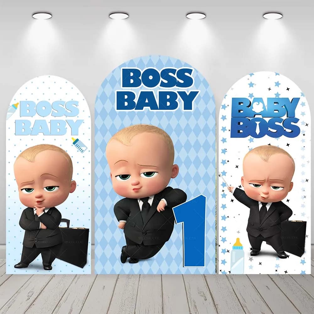 Happy Boss Baby Arch Backdrop Cover Birthday Party Decoration Boy or Girl Birthday Party Newborn Baby Background Custom Arched