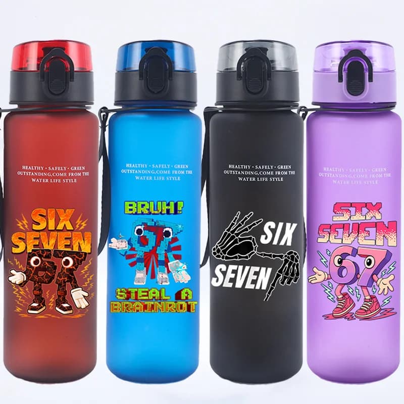 650ML Steal A Brainrot 67 Six Seven Water Cup Cartoon Frosted Sport Water Cup Portable Drop-proof Outdoor Fitness Jug Kids Gift