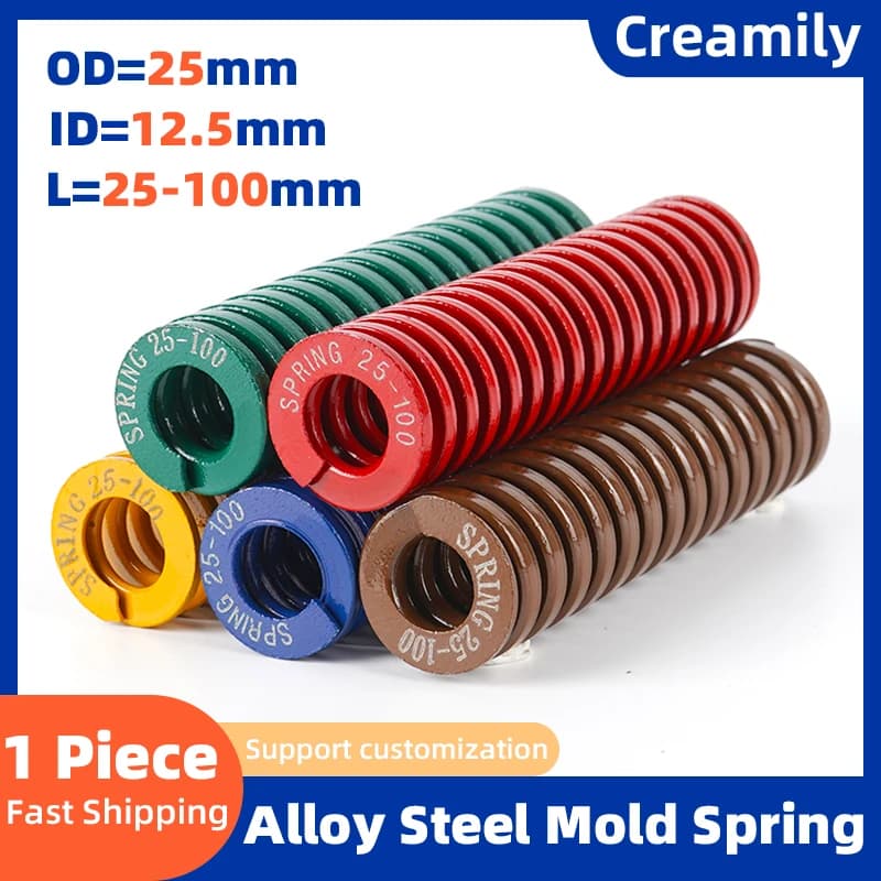 Creamily 1PCS Mold Springs Compression Spring Loading Spiral Die Spring Outer Diameter=25mm Inner Diameter=12.5mm Length25-100mm