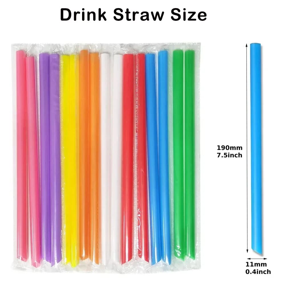 100-600Pcs Large Color Black Milk Tea Straws White Drinking Straws Bubble Tea Straw Big Milkshake Straws Party Wedding Bar Home