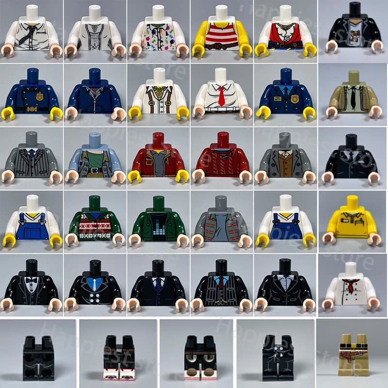 MOC City Figures Body Hands Leg Arms Bricks Building Blocks Wear Cloth Accessory Doctors Farmer Worker Policeman Assembled Toys