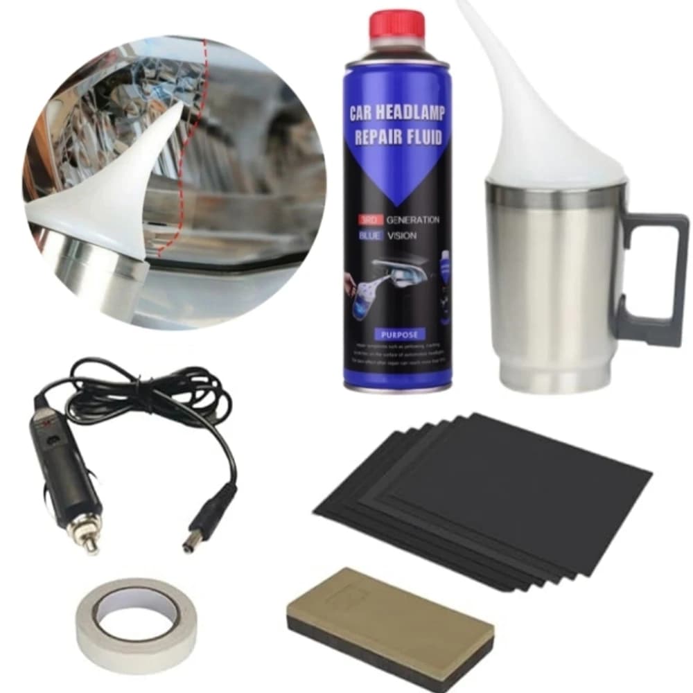 Car Headlight Treatment Set Headlight Besteam Vaporizer Cleaning Lamp Car Headlight Chemical Polish Repair Kit with Sandpaper