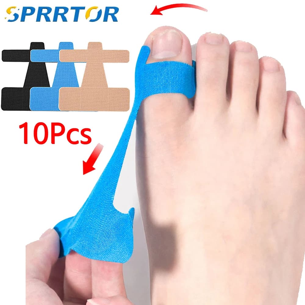 10PCS Bunion Corrector & Pain Relief Kinesiology Athletic Tape For Bunions & Turf Toe,Big Toe Spacer/Separator/Straightener Tape