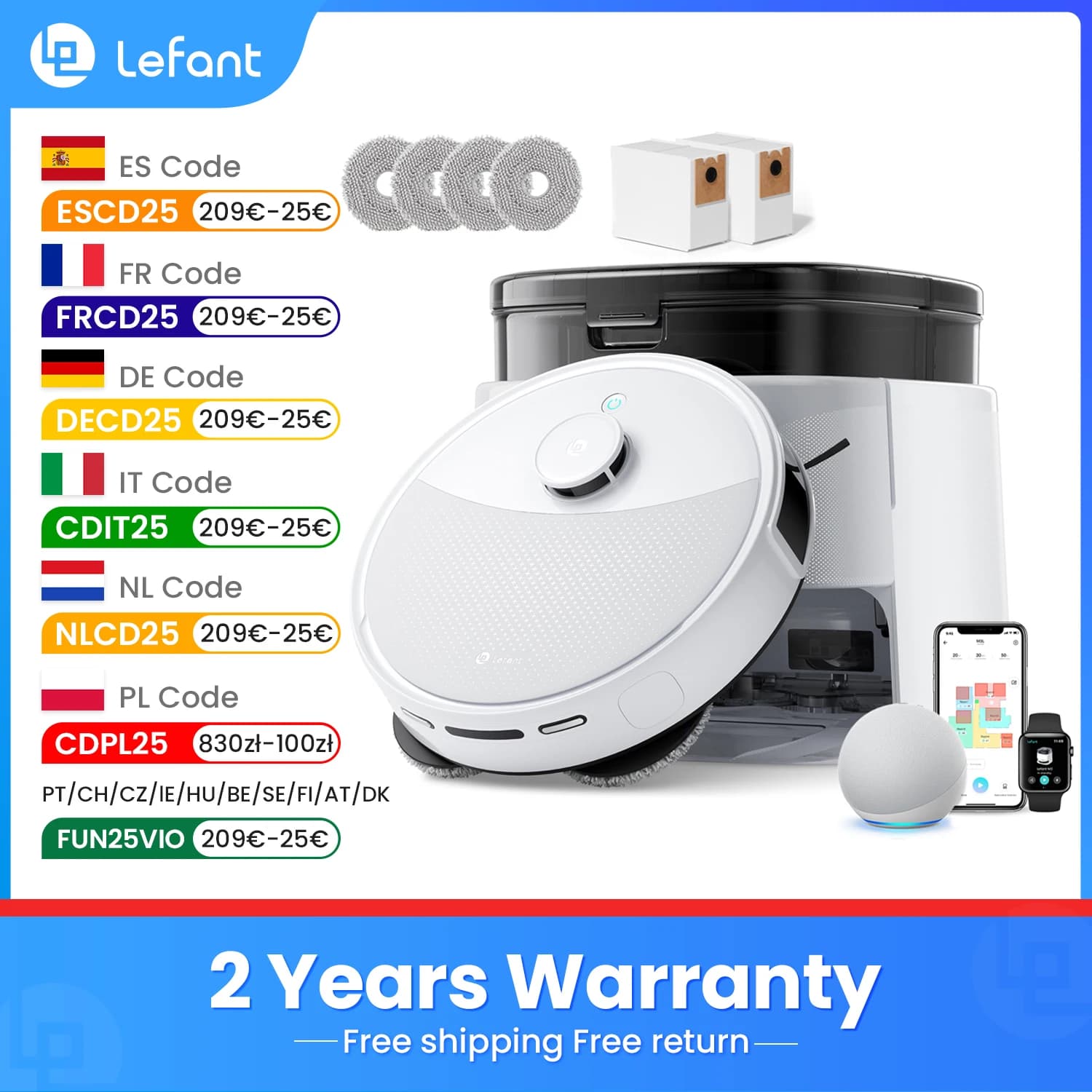LEFANT M3L Robot dust vacuum cleaner all-in-one charging station 12000 Pa suction 220 min battery life DToF navigation Double R