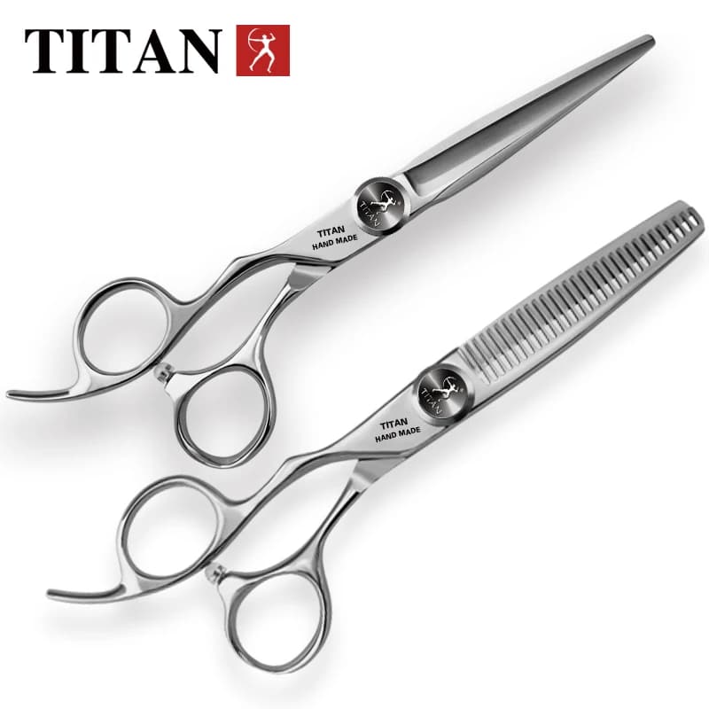 TITAN Professional Barber Cut Left Handle Scissors Hair Scissors Thinning Hairdressing Cutting