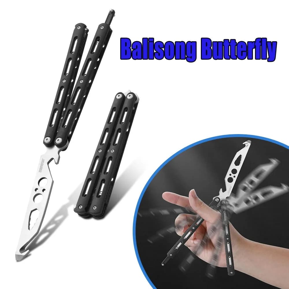 Beginner Balisong Trainer Butterfly Practice Knife Unsharpened Safe Comb Blade Flipping Toy for Learning Tricks and Skills