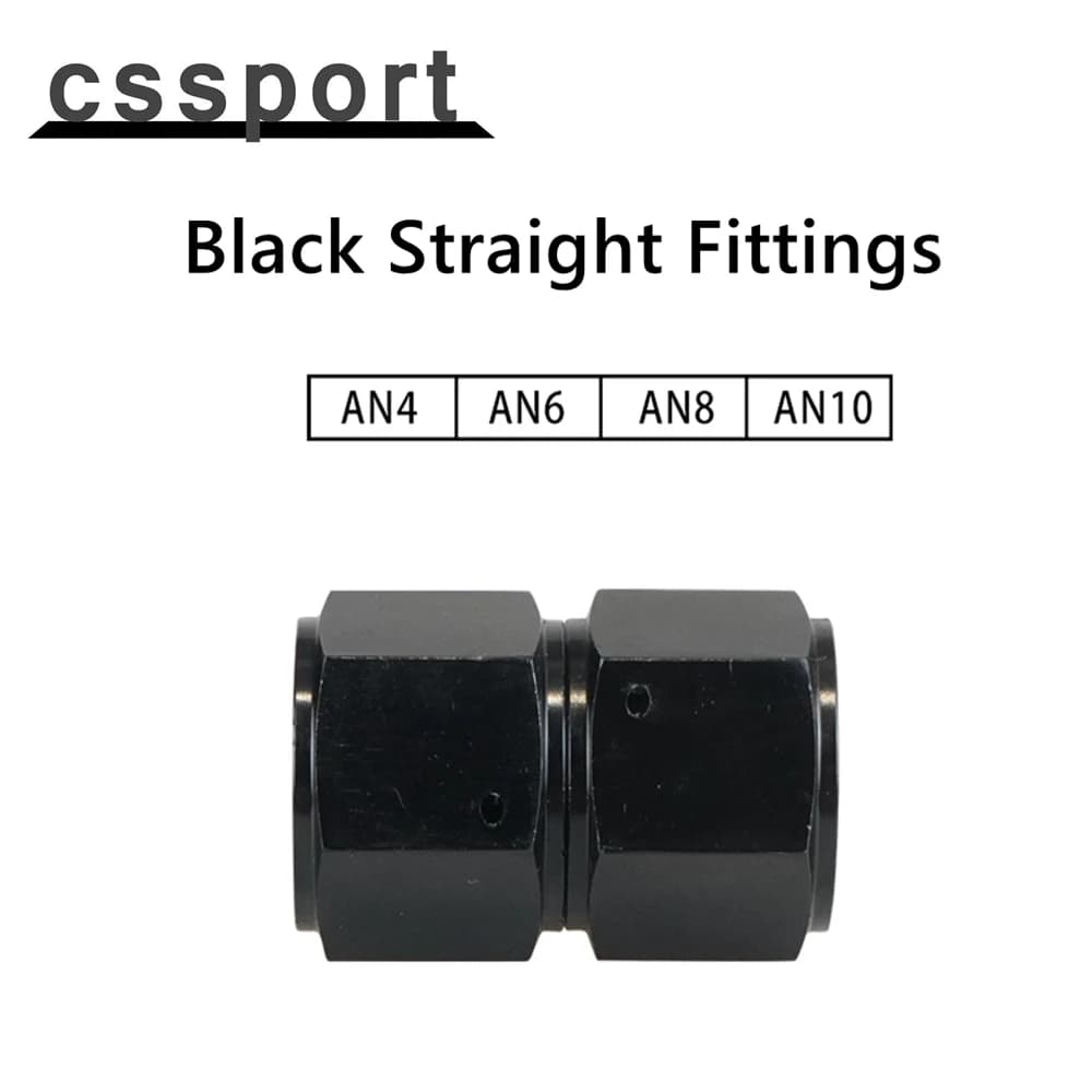 Straight Fitting Adaptors AN4 AN6 AN8 10AN Female To Female Union 4an 6an 8an AN10 Black Connectors Aluminum TF-1089