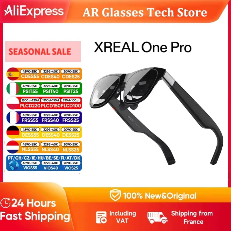 XREAL One Pro AR Smart Glasses 477" HD Screen 3DoF Space Hovering 3D Real Glasses For iPhone Mac Switch PS5 Game Private Cinema