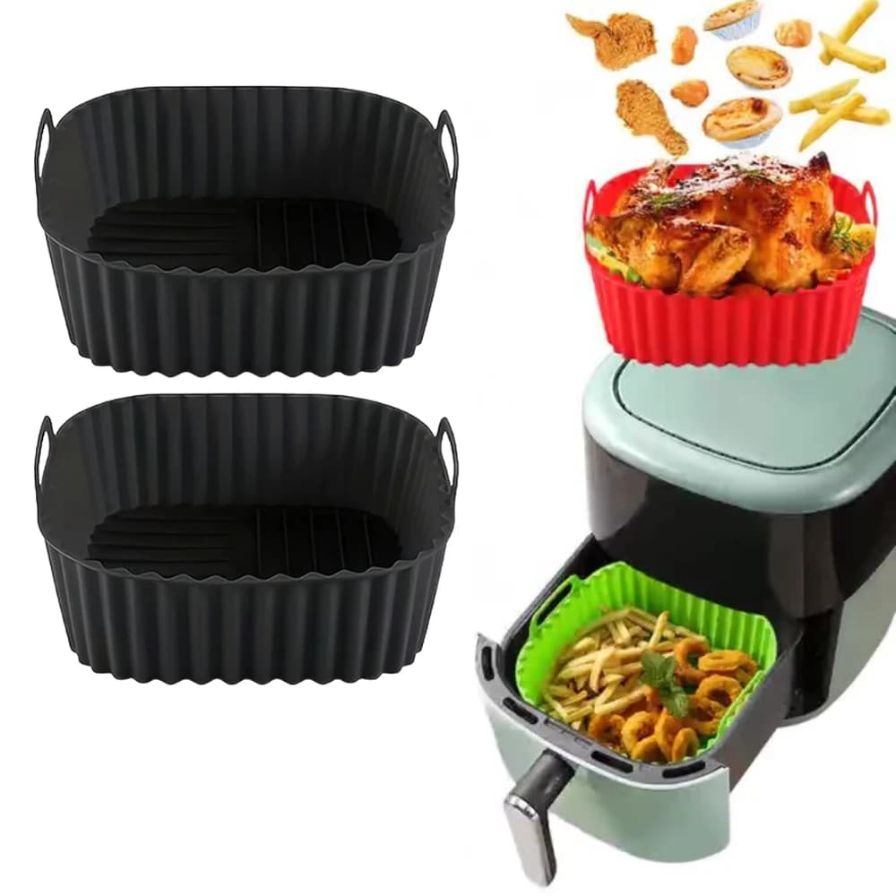 1-3PCS Silicone Air Fryer Liners Reusable Non-Stick and Easy Clean BBQ Tools Oven Microwave Safe for Healthy Cooking Restaurant