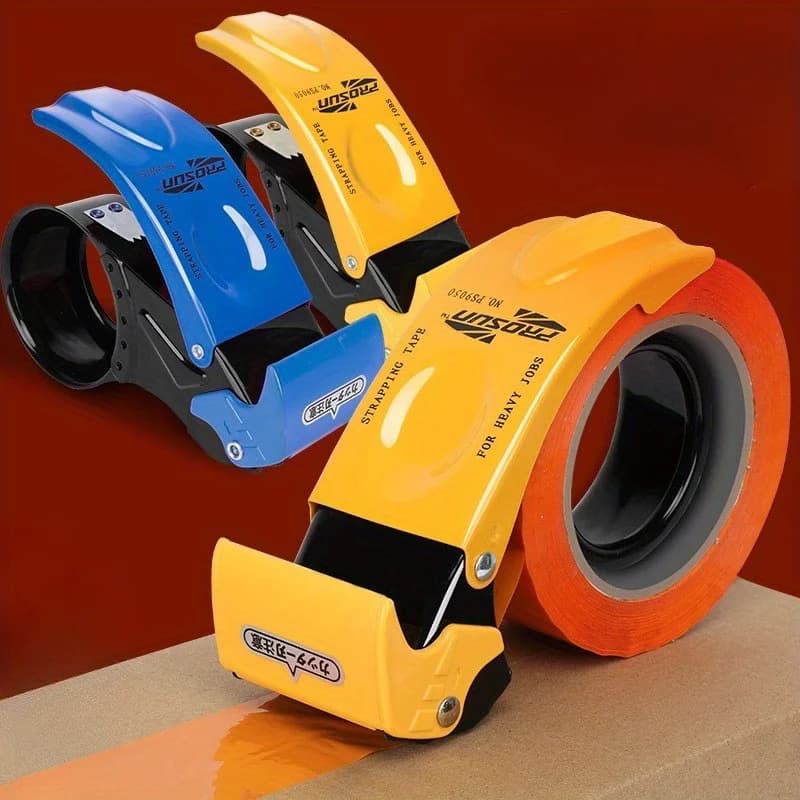 Heavy duty handheld packaging tape dispenser, automatic cutting and sealing, metal structure,used for efficient sealing of boxes