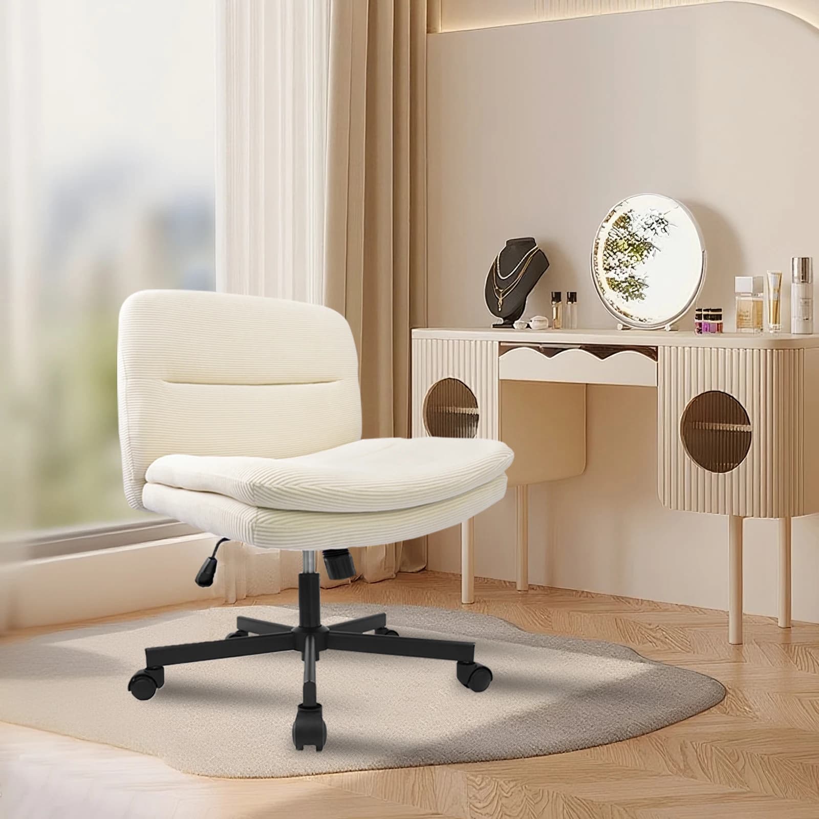 Durrafy Ergonomic Office Chair Modern Simple Style Dining Room Chair  Swivel Chair With Gravity-Activated Brake Wheels