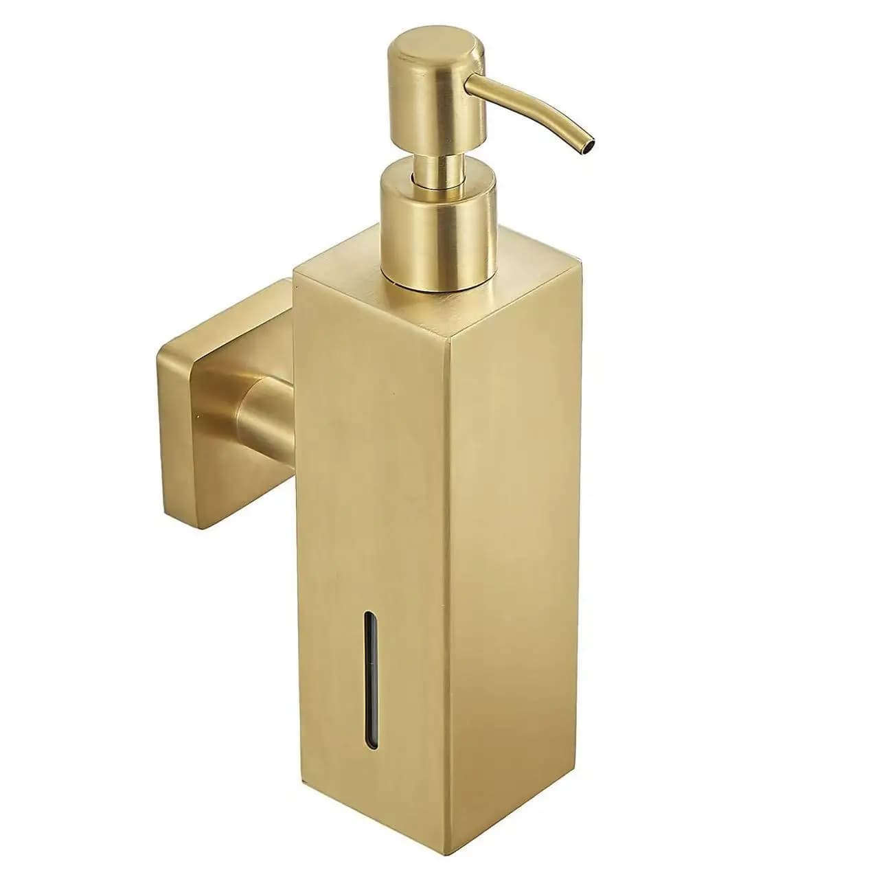 Brushed Stainless Steel Manual Soap Dispenser Wall Mounted Golden Black Square Round Soap Dispenser for Hotel Bathrooms