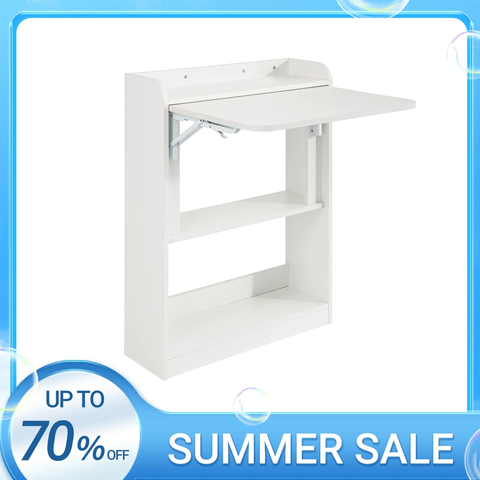 SoBuy FWT92 Folding Computer table table with shelves Folding table work table office table for home office wall table