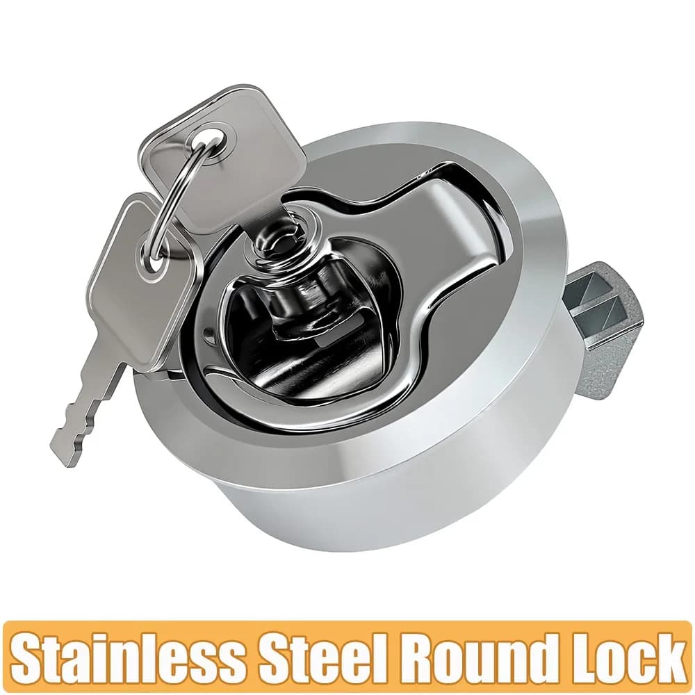 Stainless Steel 2" Flush Pull Locker Hatch Latch Marine Floor Lock Floor Buckle for RV Yacht Camper Door Cabinet Lock with Key