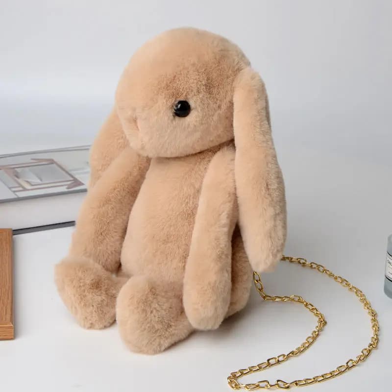 Cute rabbit handbag imitation rabbit plush Women bag cartoon backpack crossbody shoulder bag women purse 01-SB-mrkawo
