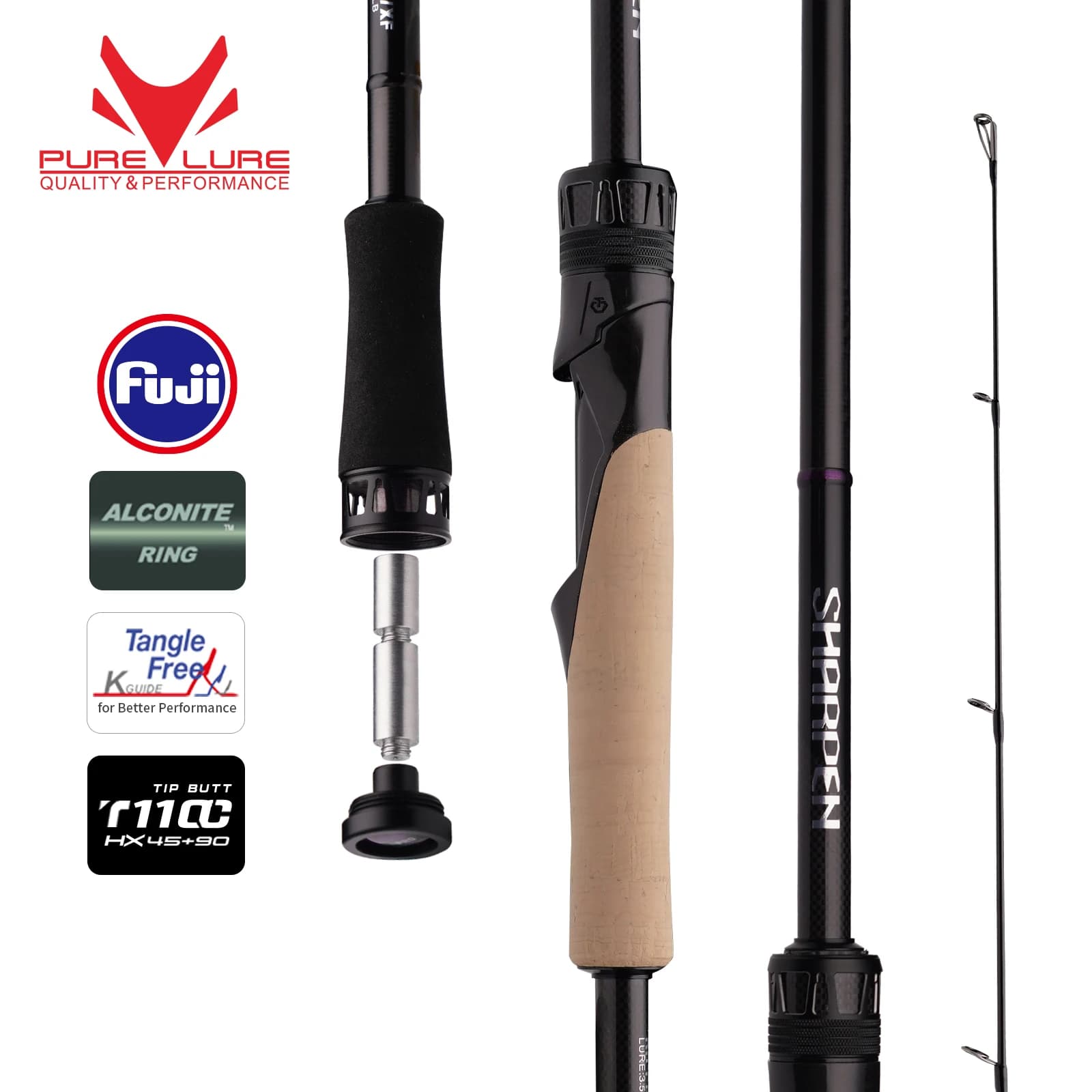 PURELURE NEW SHARPEN Pro 3.5-38g 5ft 6ft Spinning and Casting F XF Action Rods FUJI Ring Zande Bass Pike Catfish Fishing Rod