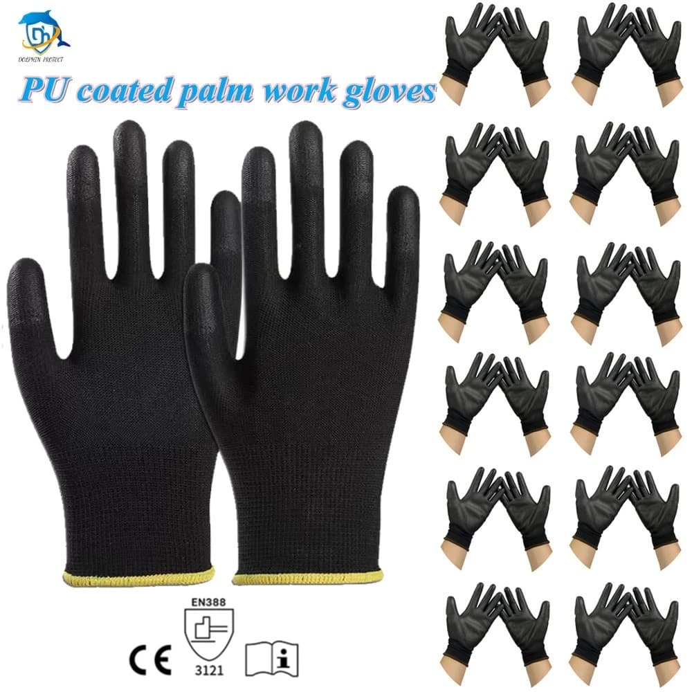 10-50 Pairs of Nylon PU Gloves Safety Work Gloves Repair Special Gloves Palm Coated Gloves Carpenter Repair Worker Supplies