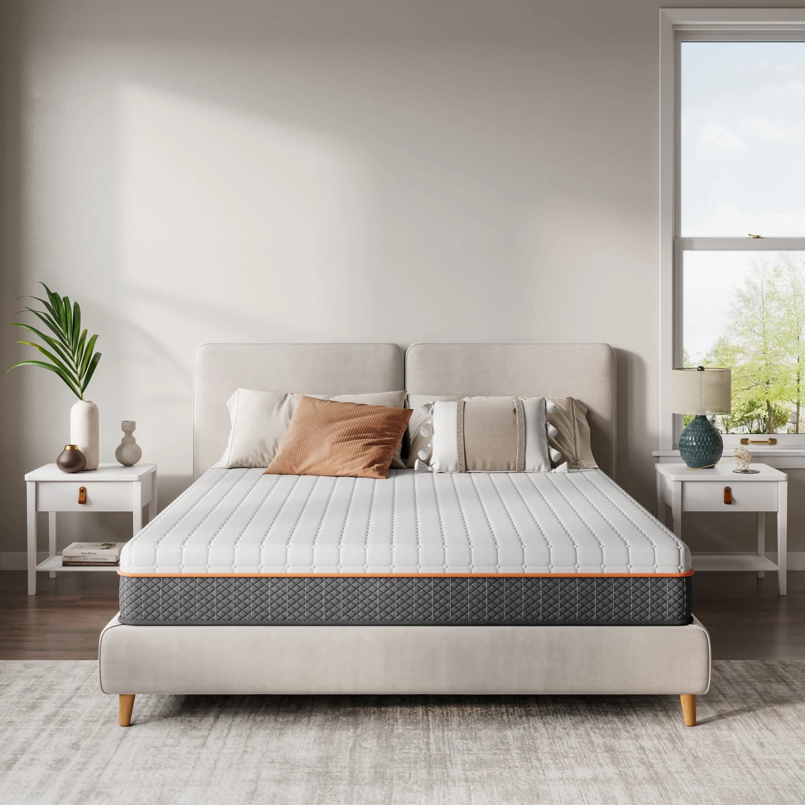 Vesgantti Foam Mattress, White, 16/18/26cm Thickness, Gel Memory Foam Mattress, Zoned Support Keeps You Well Aligned