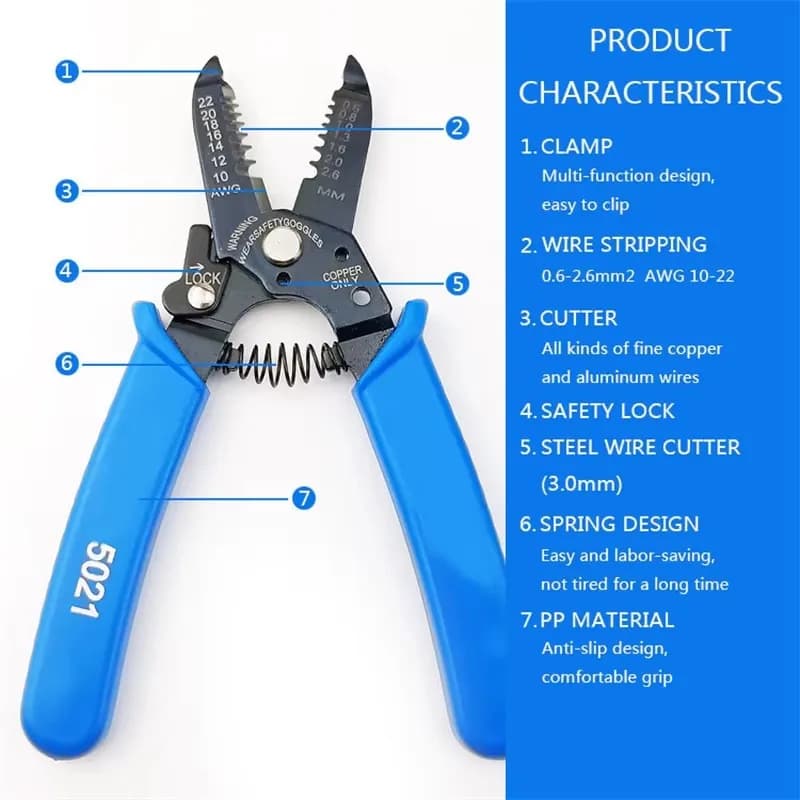 Bomurphy 6-in-1 Wire Stripper Tool, Wire Strippers, Wire Cutter Stripping Tool for Electric Cable Stripping Cutting and Crimping