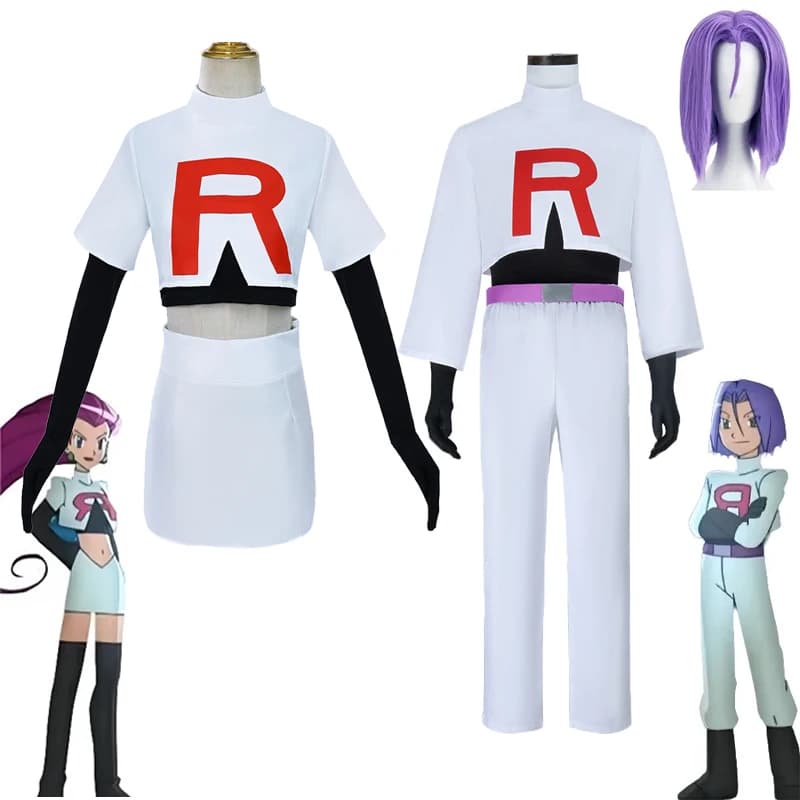 Anime Cosplay Costume for Adult Team Rocket Jessie Musashi James Kojirou Halloween Cosplay Costume Full Set Costume