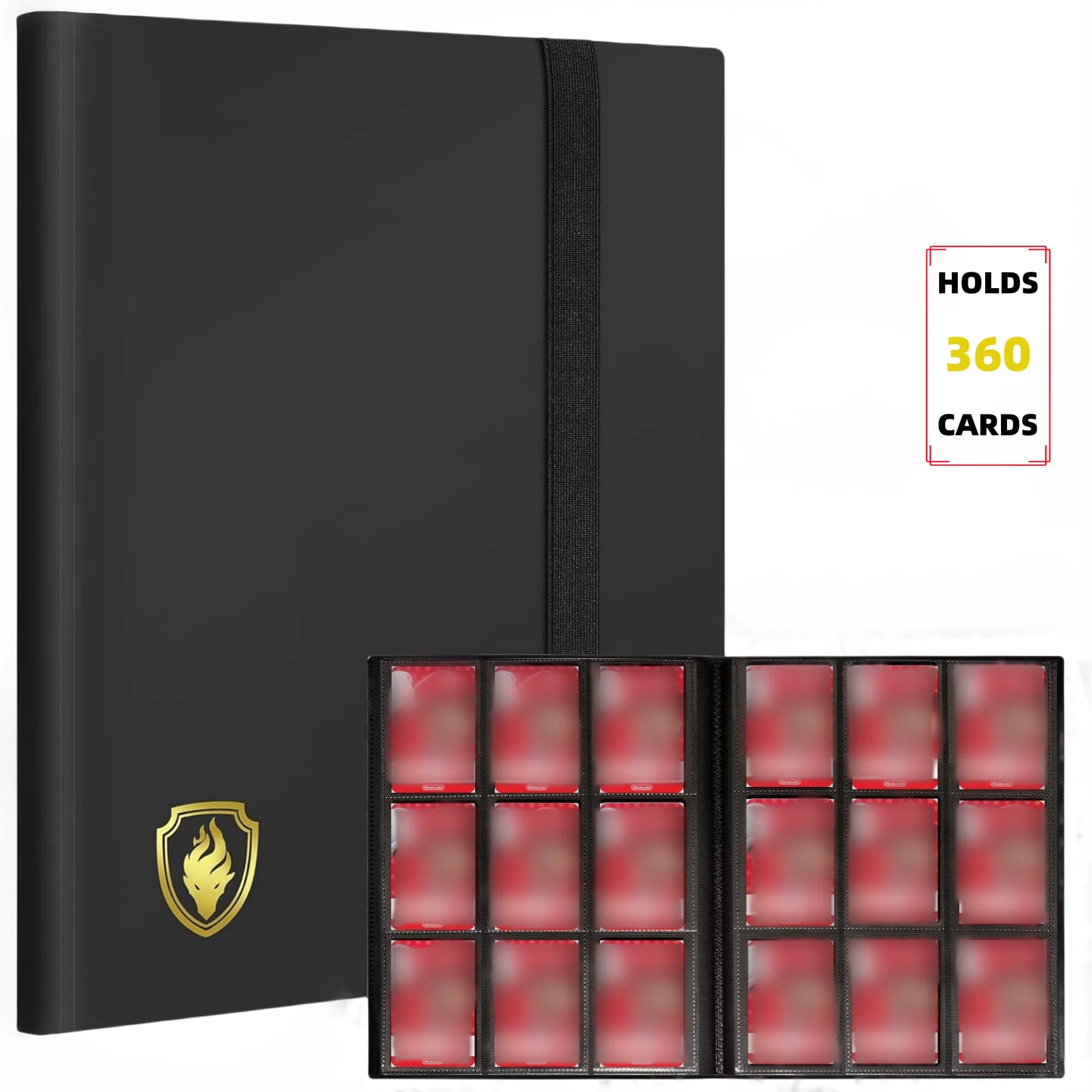 Trading Card Binder, 9 Pockets Card Album Folder, 360 Side Loading Pocket Binder for Yugioh, Sport and Other TCG