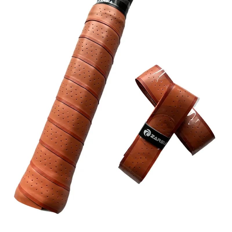 4 Pcs Brown Thick Tennis Grips Non-slip Perforated Badminton Grips Pickleball Racket Overgrip Bicycle Handle Wrap Grip Padel