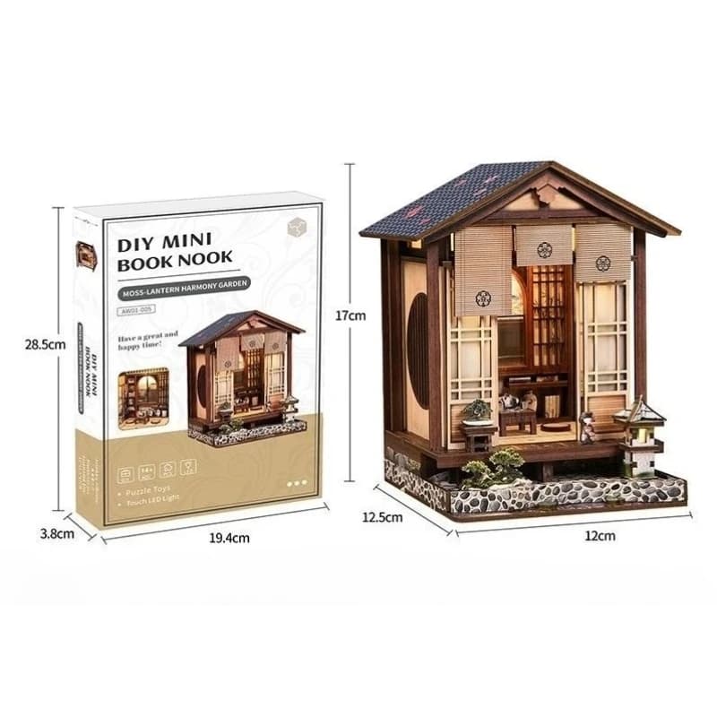 DIY Wooden Moss-Lantern Harmony Garden Book Nook Figurines Miniatures Bookend Light for Friends Birthday Gifts Home Decor Crafts