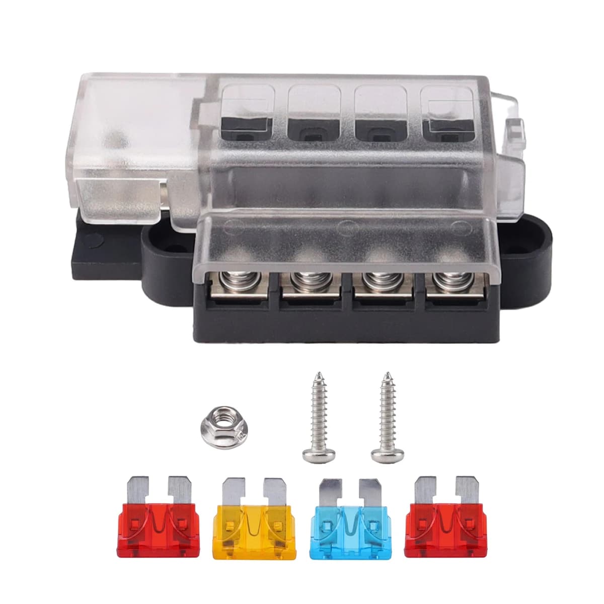 Blue Sea Systems 4-Way Unlit Fuse Box 1 In 4 Out