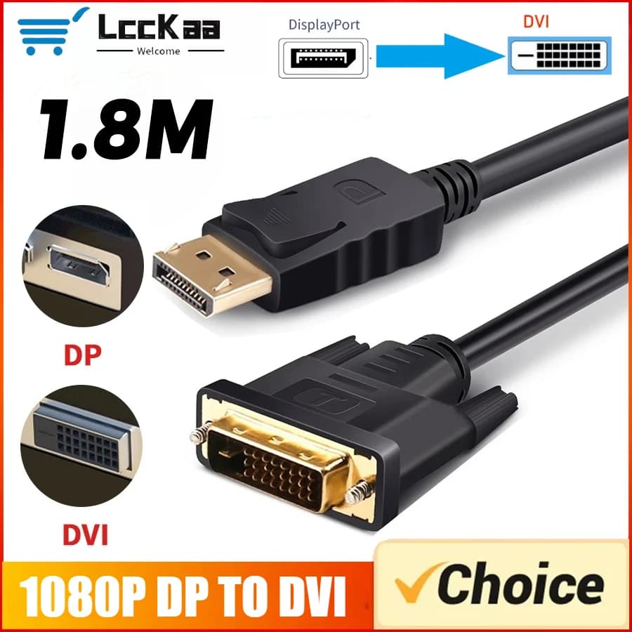 1.8M DisplayPort To DVI Cable 0.25M DP To DVI Adapter for Desktop Laptop PC TV Dell Asus Projector Monitor DisplayPort Cable