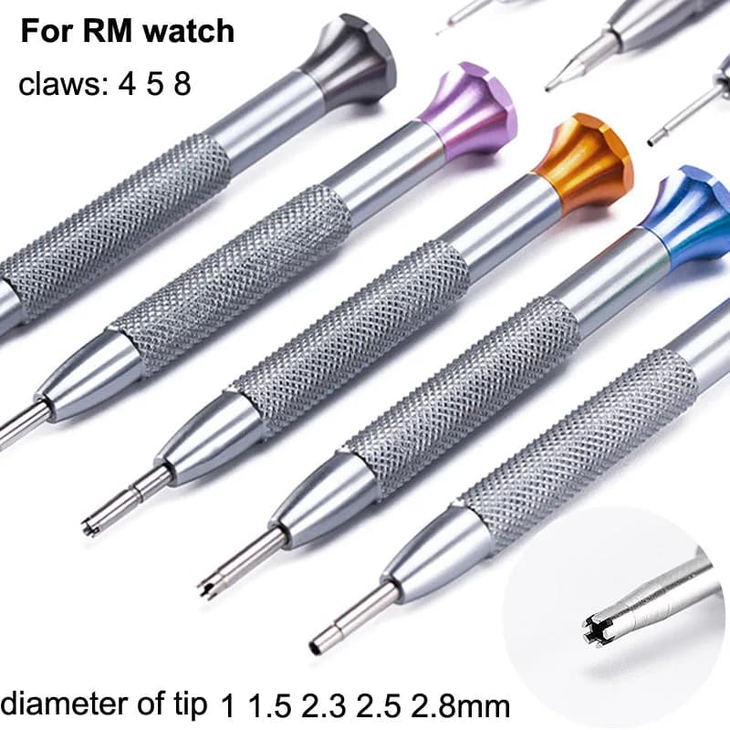 1 1.5 2.3 2.5 2.8mm Screwdriver for Richard Mille Watch 4 5 8 Claws Cover Opener Screwdrivers RM Strap Removal Watch Repair Tool