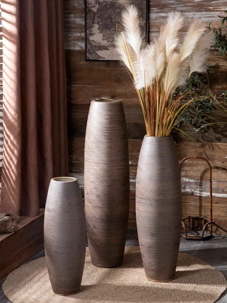 Floor-to-ceiling Ceramic Large Vase Retro Style Hotel Courtyard Homestay Decoration with Dried Flower Ornament Flower Pot Vases