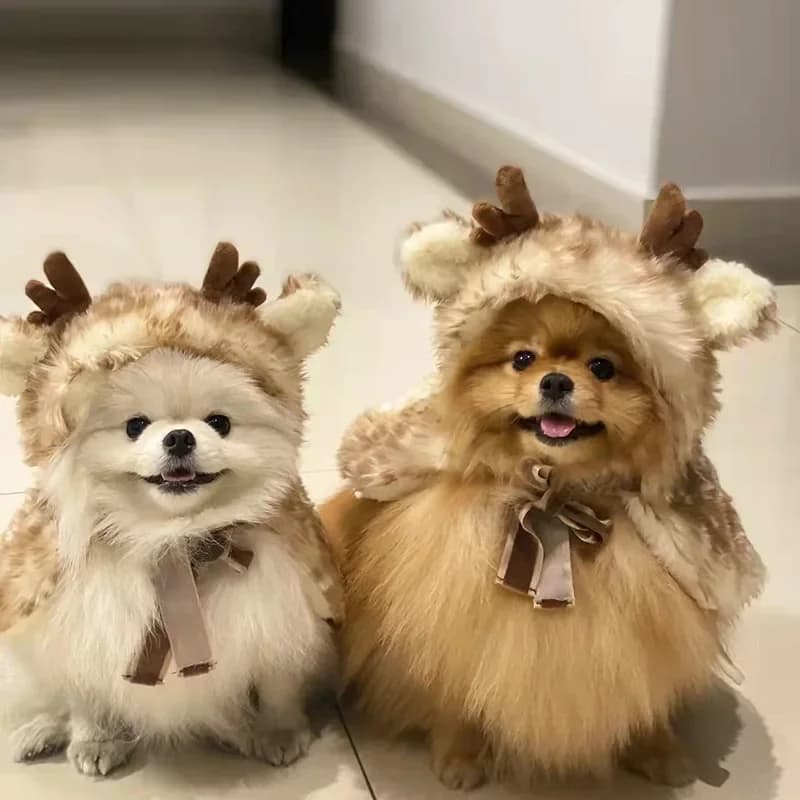 Pet Cat Dog Christmas Costume Cosplay Elk Cloak Dog Costumes for Small Dogs Cute Cat Clothes