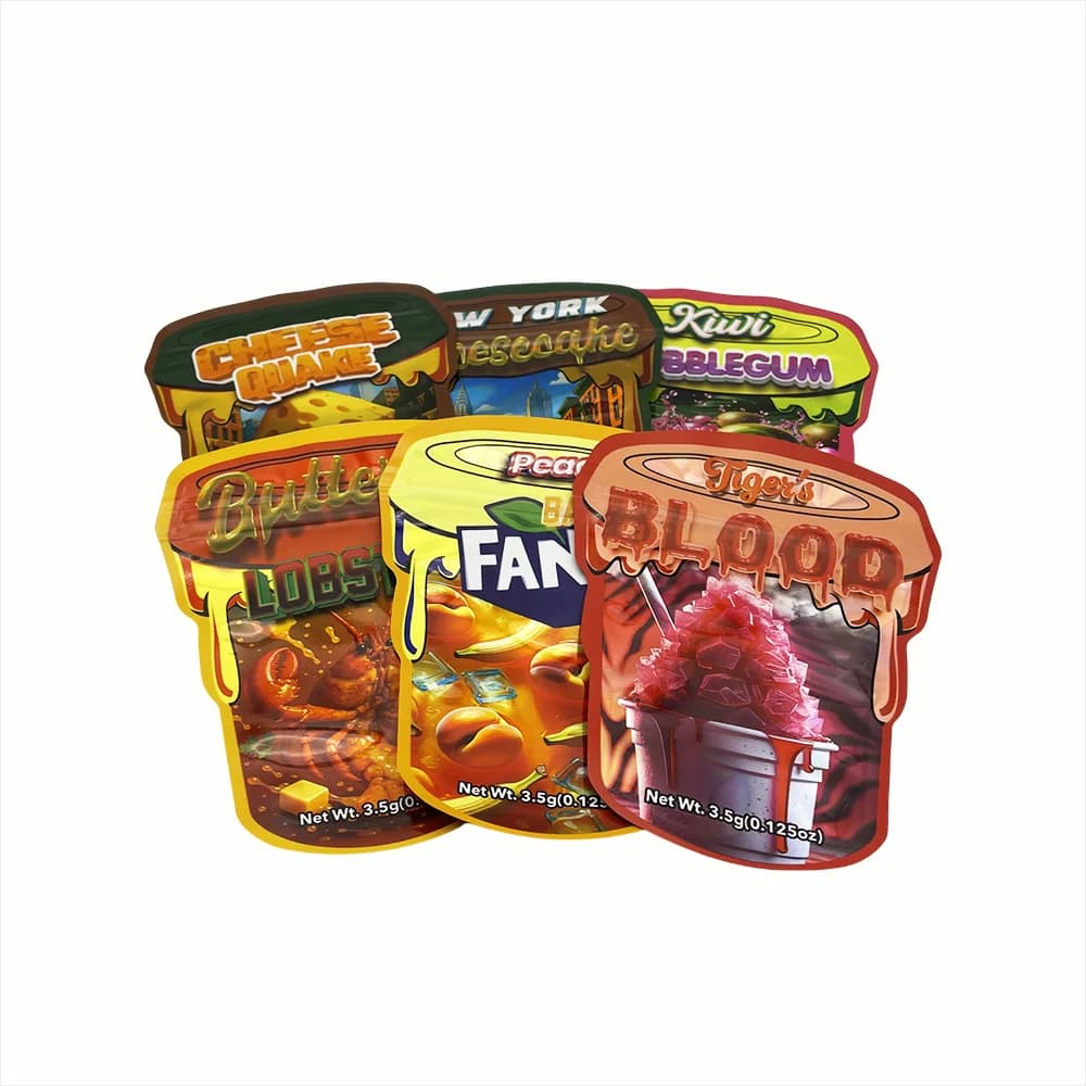 20Pcs fruits 3.5g Reusable Big Laser Storage Bag Mylar Waterproof Plastic POUCH Cookie Spice Powder Ziplock Bags Packing Pouches