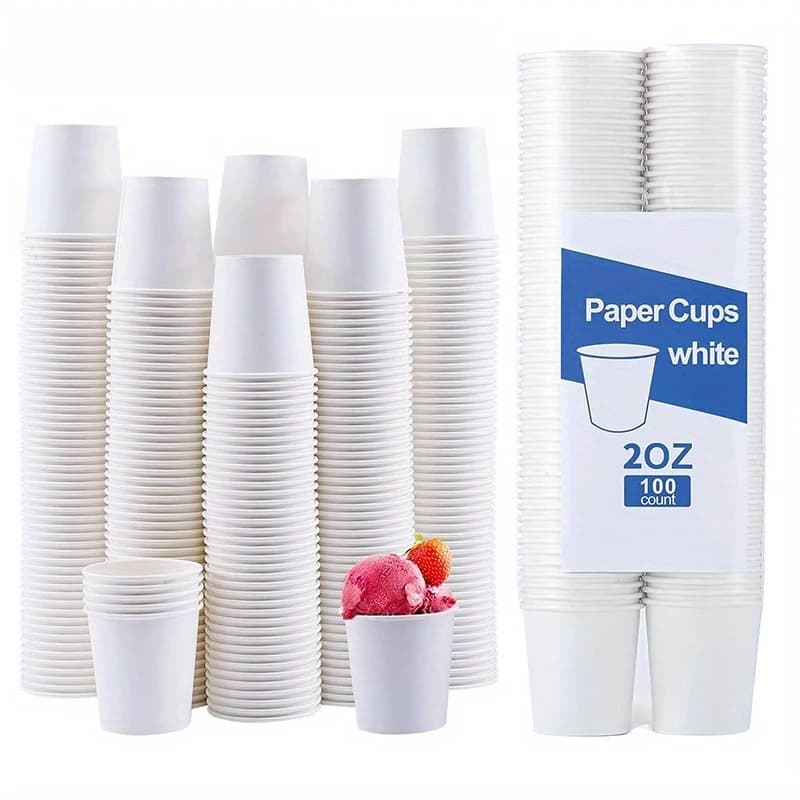 50/100PCS White Disposable Paper Cups Small Durable Bathroom Mouthwash Cups Suitable for Supermarket Tasting Beverage Containers
