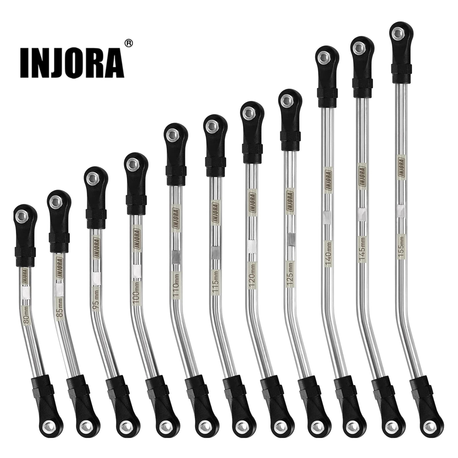 INJORA Stainless Steel High Clearance Links with Rod Ends for 1/10 RC Crawler Car TRX4 SCX10 II SCX10 III VS4-10