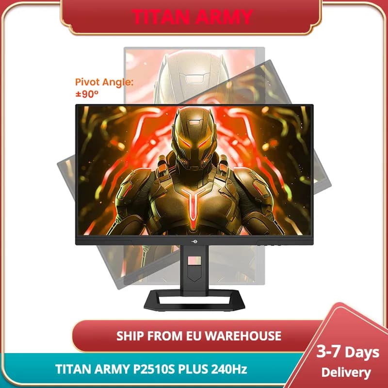 TITAN ARMY P2510S PLUS 24.5 inch Gaming Monitor, 2560*1440 16:9 Fast IPS Screen, 240Hz Refresh Rate, HDR500, 123% sRGB, Adaptive Sync, Dynamic OD,